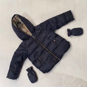 Infant Burberry winter coat w/ detachable mitts